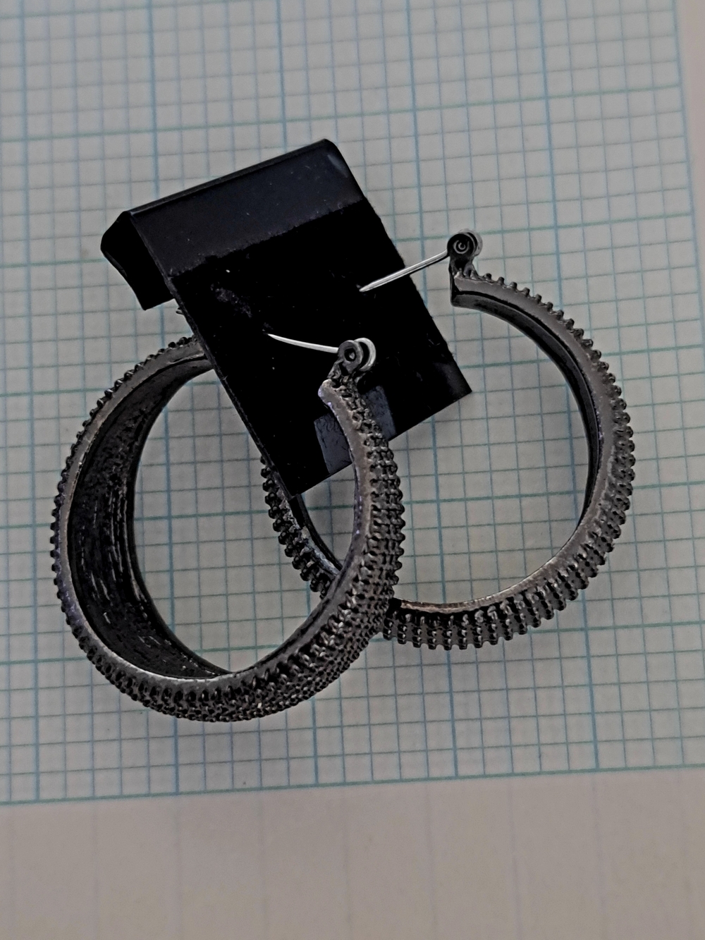 Textured Gunmetal Hoop Earrings - Women Jewelry